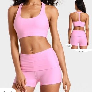 JoyLab Light Pink Scoop-Neck Sports Bra & High-Waist Shorts Set